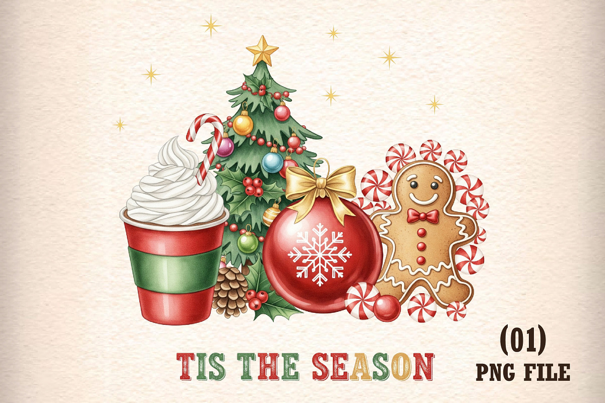 Tis the Season Christmas PNG, an Illustration by DreamArtGraphic (Photo 1 of 5)