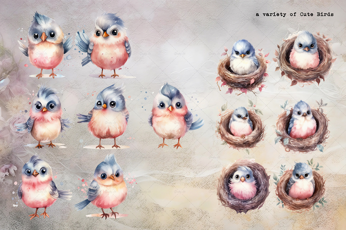 Cute Watercolor Bird | Bird's Nest, an Illustration by Dazzling Art Boutique (Photo 3 of 11)
