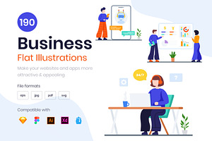 190 Flat Business Illustrations