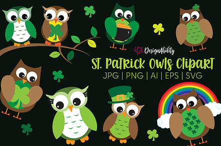 St Patrick Owls Clipart