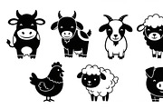 Cute Farm Animal Silhouette Bundle, an Illustration by hafijul (Thumbnail 28 of 51)