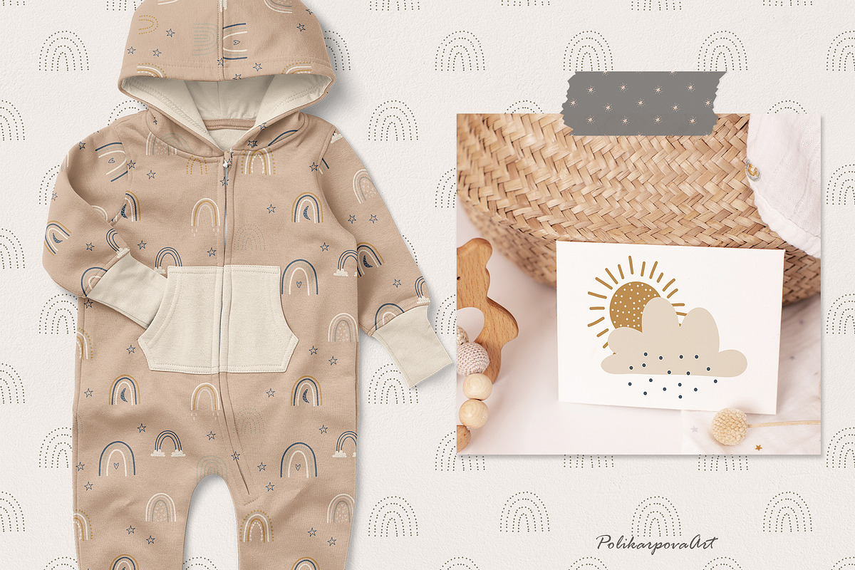 BOHO Rainbow clipart and patterns, an Object Illustration by polikarpovaart (Photo 10 of 11)