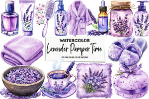 Lavender Pamper Time Clipart, an Illustration by DreamArtGraphic