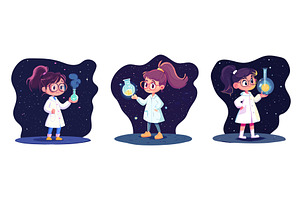 Little pharmacist. Cartoon cute girl, an Illustration by Stock-Smart-Start