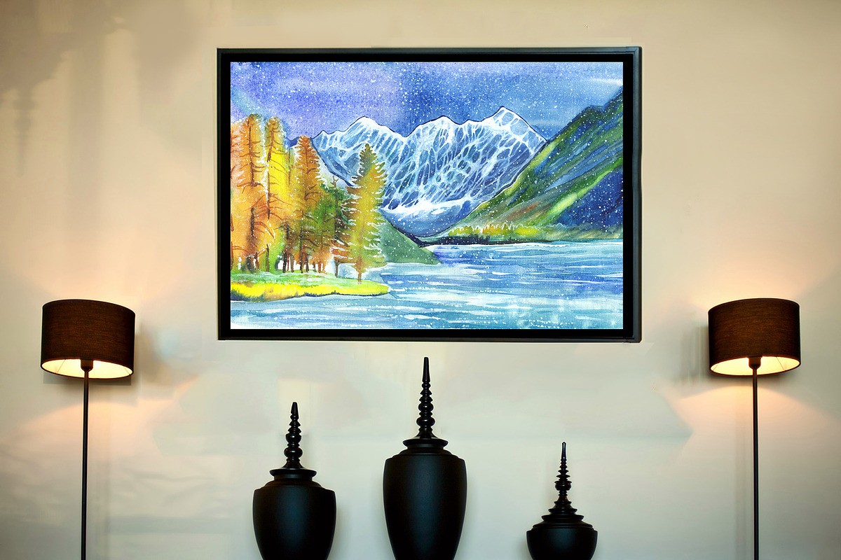 Watercolor mountain landscapes., a Decorative Illustration by Mehendra Art (Photo 2 of 12)
