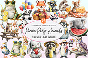 Cute Picnic Party Watercolor Animals, a Graphic by CitraGraphics (Thumbnail 1 of 4)