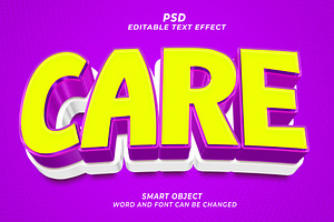 PSD Care 3d Editable Text Effect