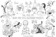 Hand-Drawn Medieval Doodle Cats, an Illustration by Anastasiya Klempach (Thumbnail 2 of 6)
