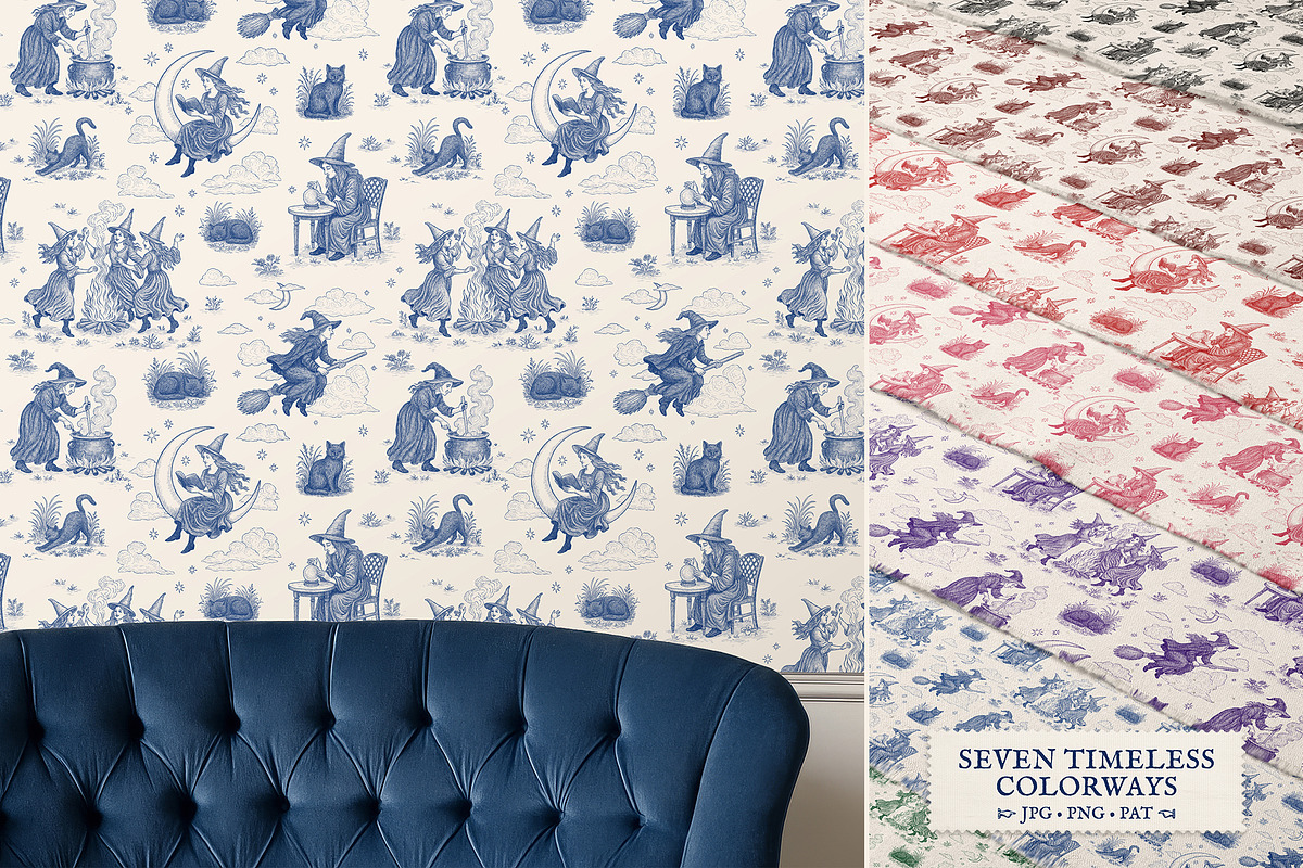 Witchy Toile de Jouy Pattern, a Pattern Graphic by Dina Mae (Photo 4 of 11)