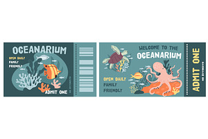 Oceanarium tickets templates, an Animal Illustration by YummyBuum