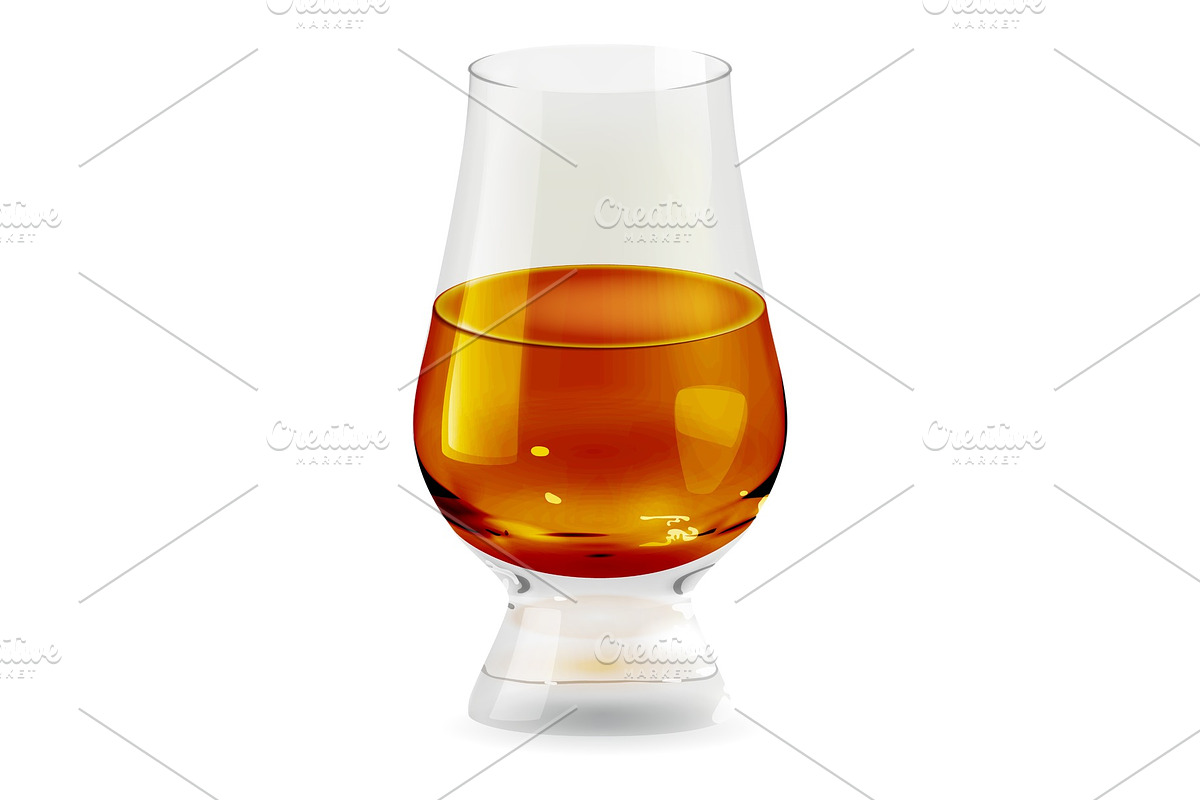 Tumbler glass with whiskey realistic, a Food Illustration by Flying tambourine