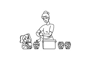 food making homemade jam vector, a Person Illustration by pikepicture