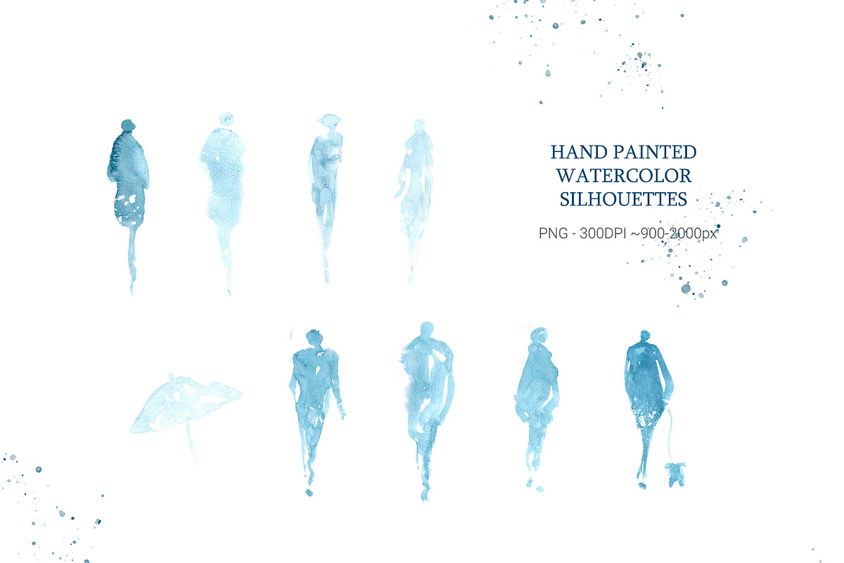 Watercolor Silhouettes People Set, a Person Illustration by AlineArtStore (Photo 4 of 12)