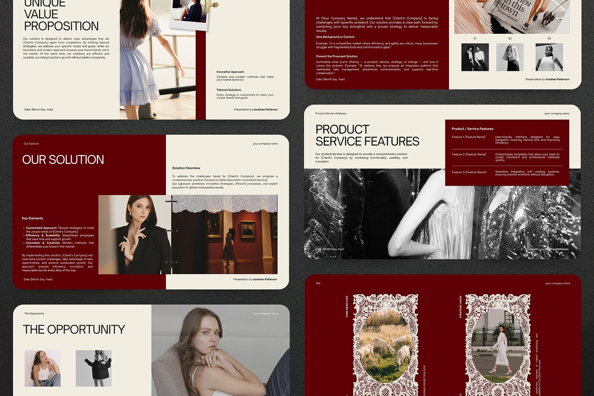 Burgundy Business Strategy Deck, a Presentation Template by Pani Temp. (Photo 6 of 13)