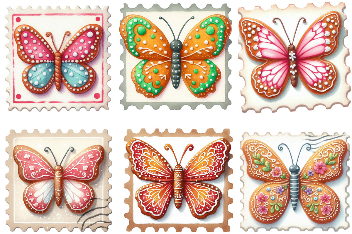 Gingerbread Cookie Butterfly Postage, an Illustration by Designking (Photo 2 of 5)
