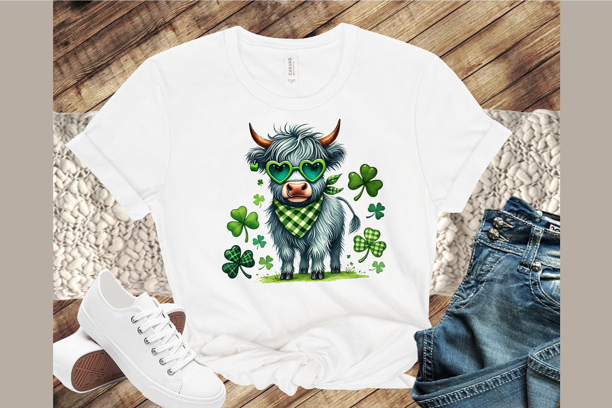 St Patrick's Day Highland Cow Clipar, an Illustration by Sublimation Artist (Photo 4 of 4)