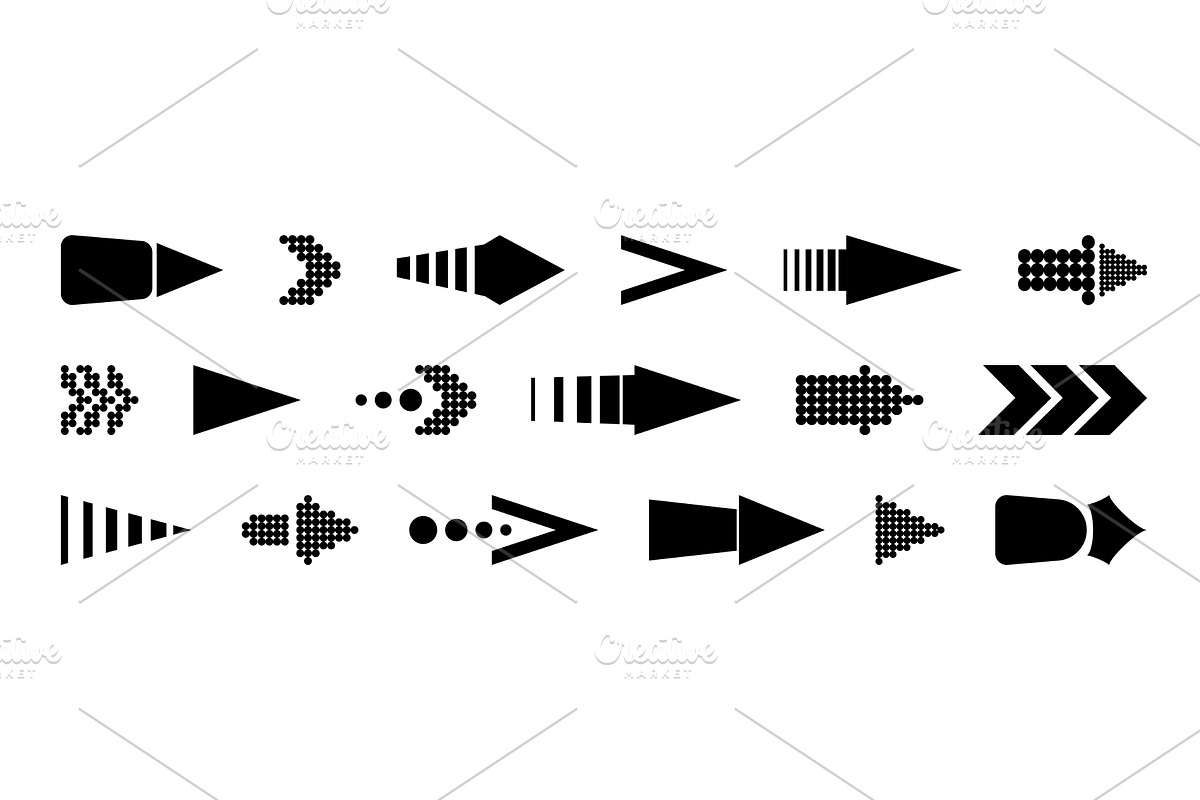 Black narrow arrow sign collection, an Object Illustration by art PVP - market
