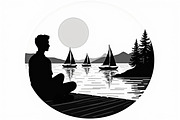 Mindful Lake Meditation Set, an Illustration by Designs_River (Thumbnail 2 of 9)
