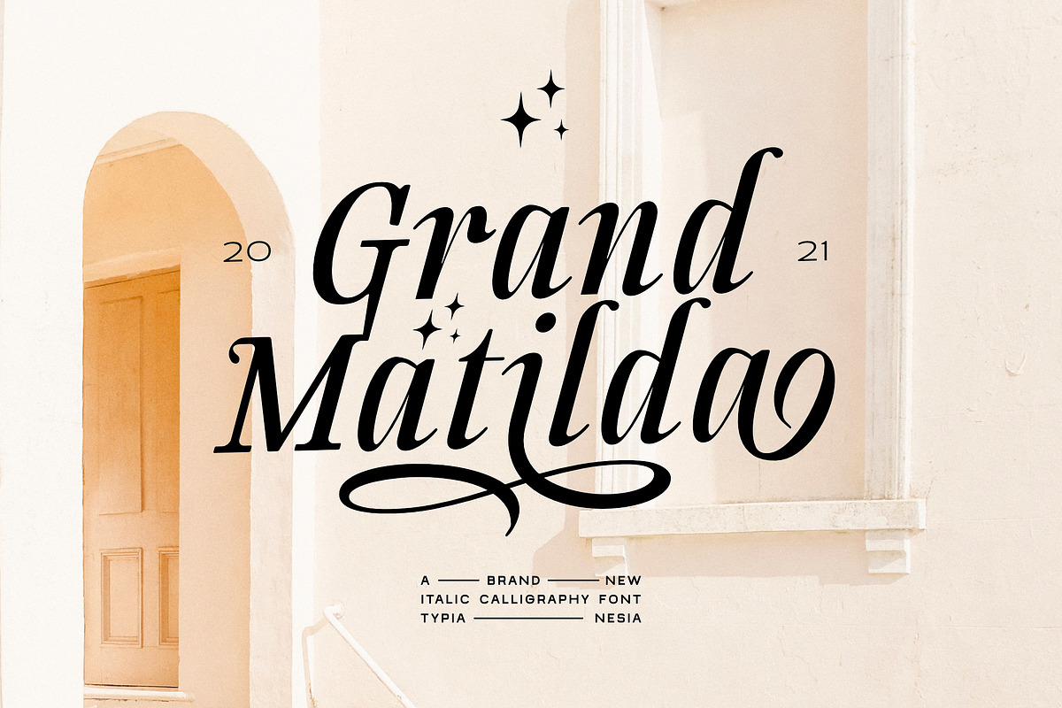 Grand Matilda Italic, a Serif Font by Typia Nesia (Photo 1 of 14)