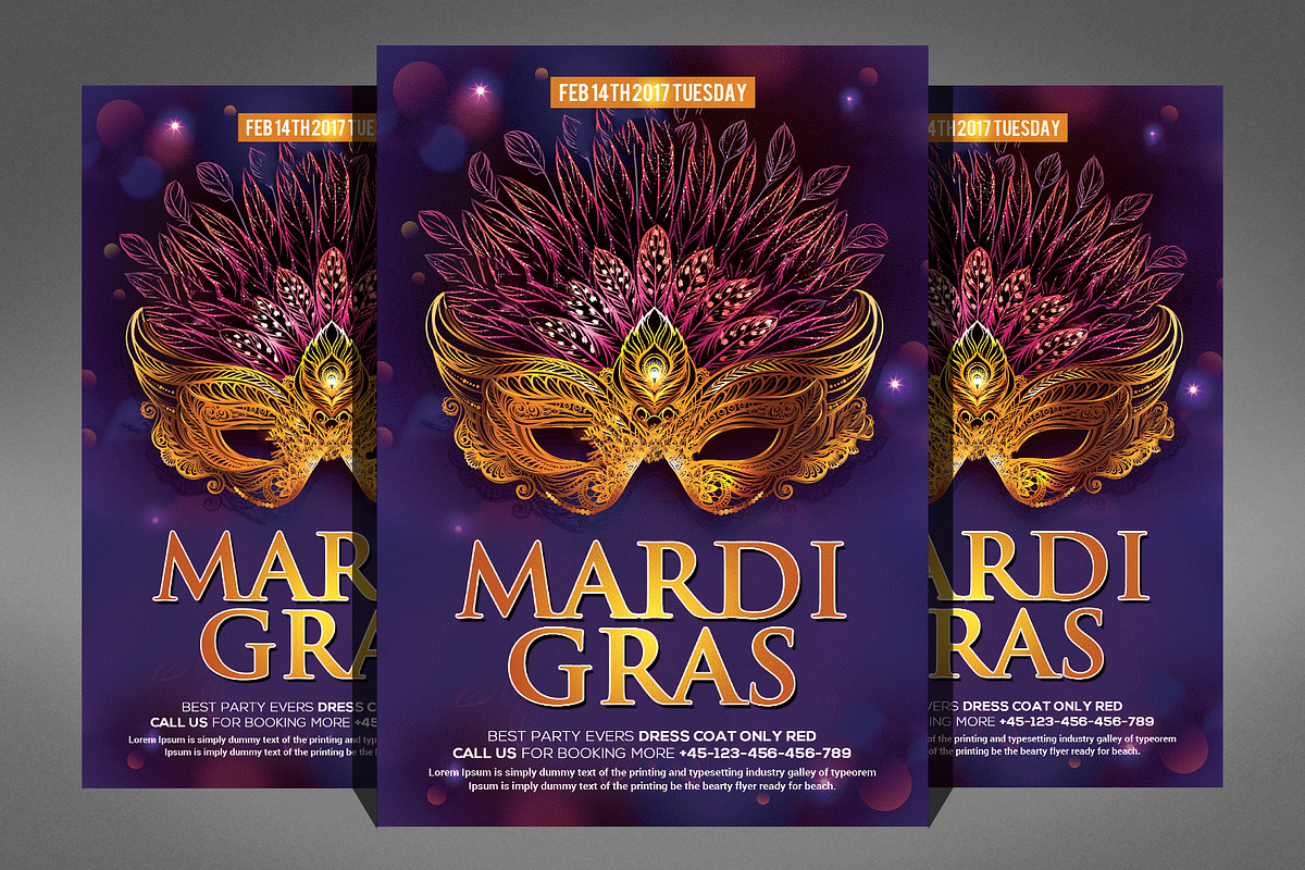 Mardi Grass  Party Flyer Template, a Flyer Template by graphicforest (Photo 1 of 4)