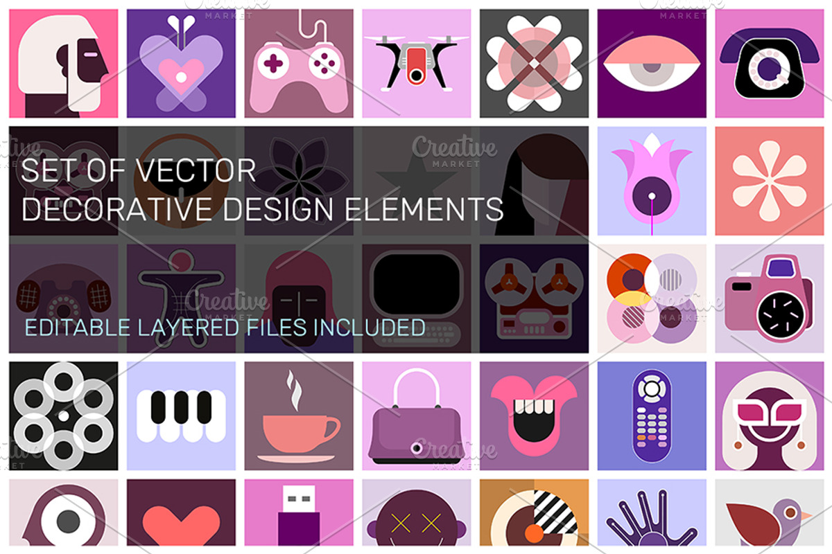 Vector Decorative Design Elements, a Solid Icon by danjazzia (Photo 1 of 2)