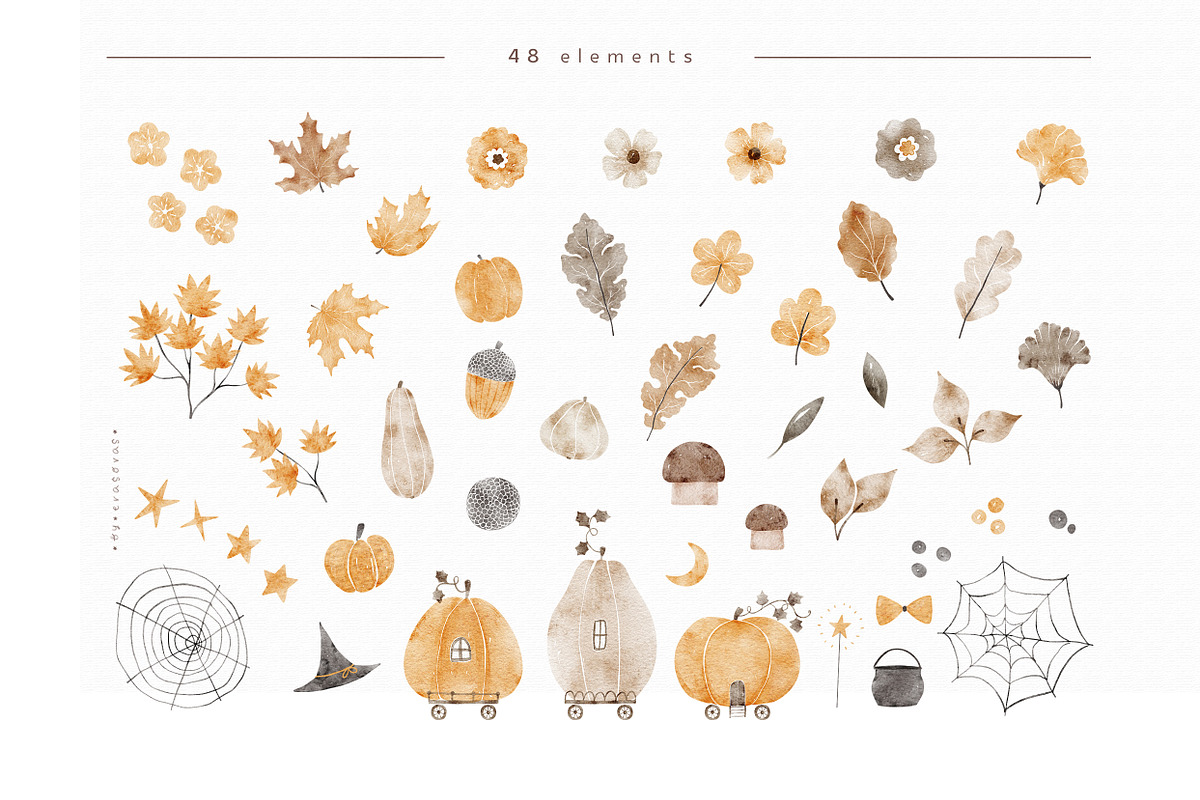 MAGICAL AUTUMN watercolor set, an Animal Illustration by erasovas (Photo 4 of 13)