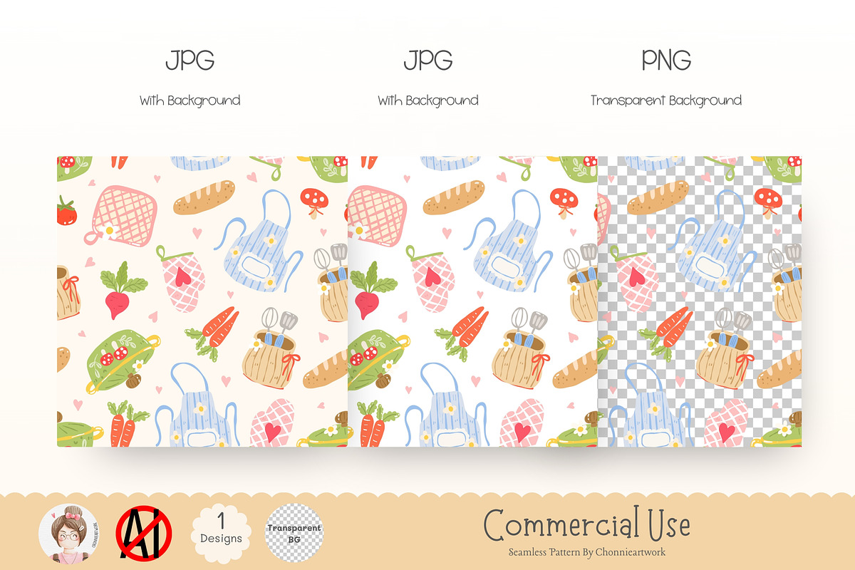 Cottagecore Kitchen Pattern, a Pattern Graphic by Chonnieartwork (Photo 4 of 5)