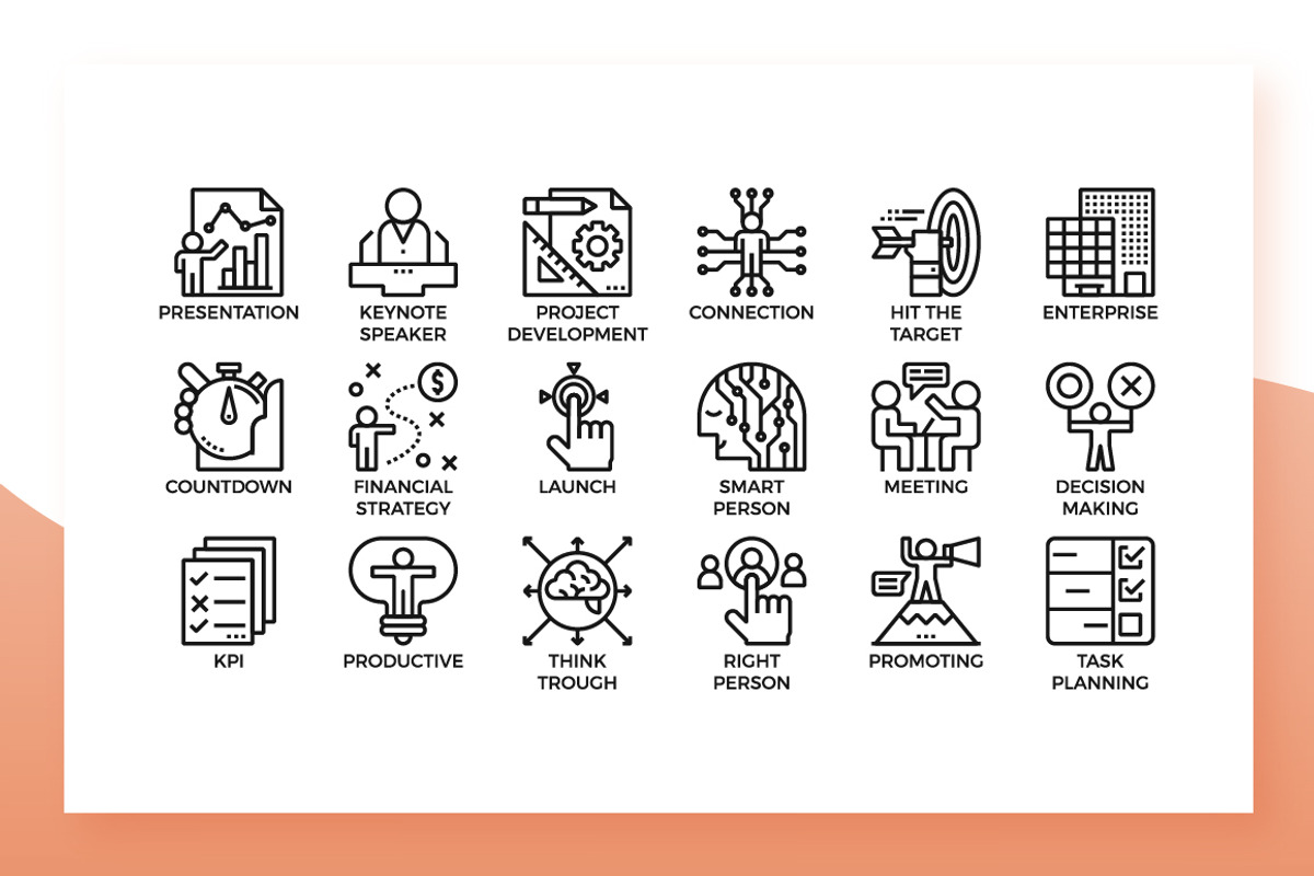 Business Management Icons, an Outline Icon by Becris (Photo 2 of 3)