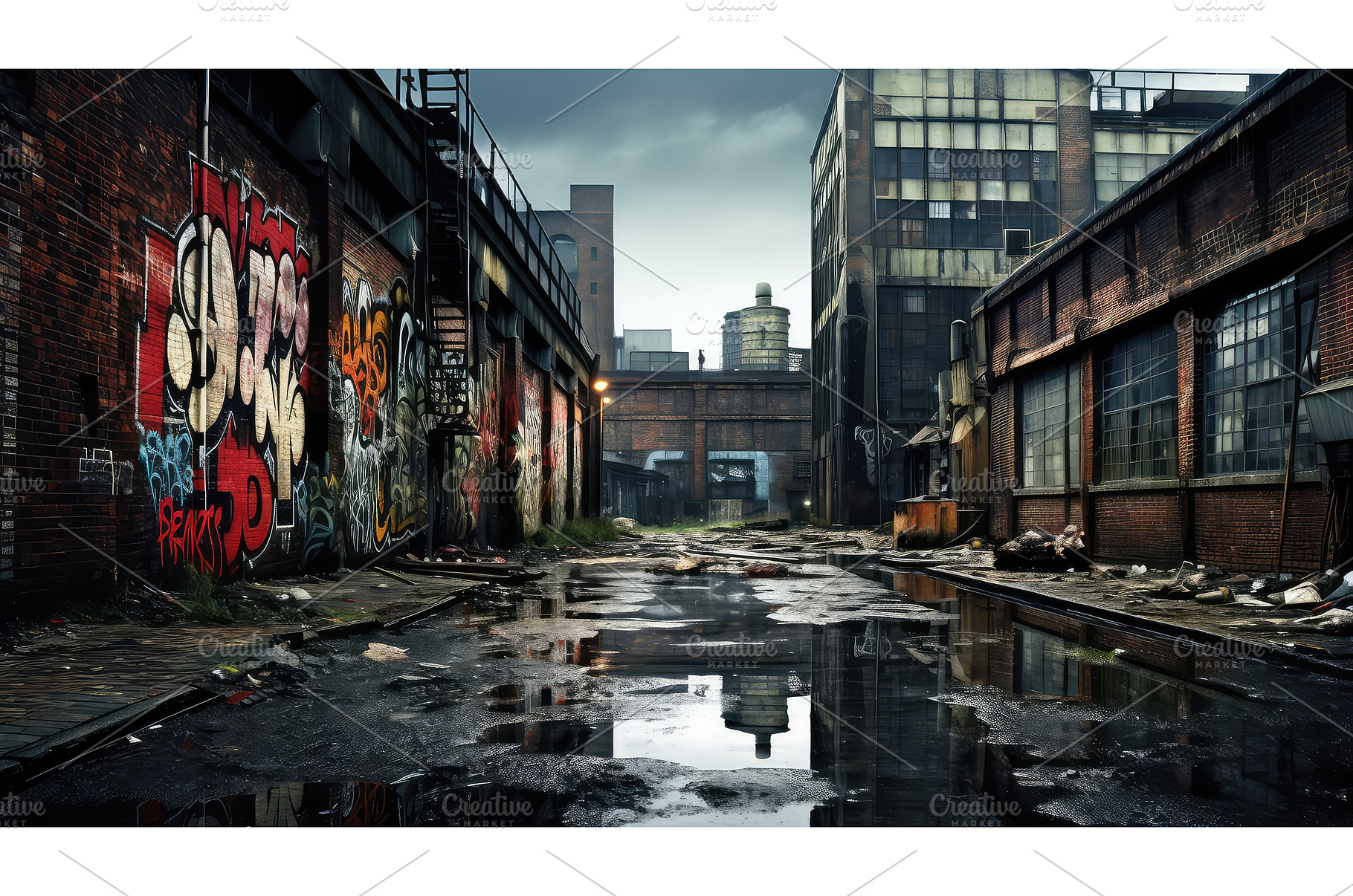 graffiti urban industrial background, an Industrial Photo by pikepicture