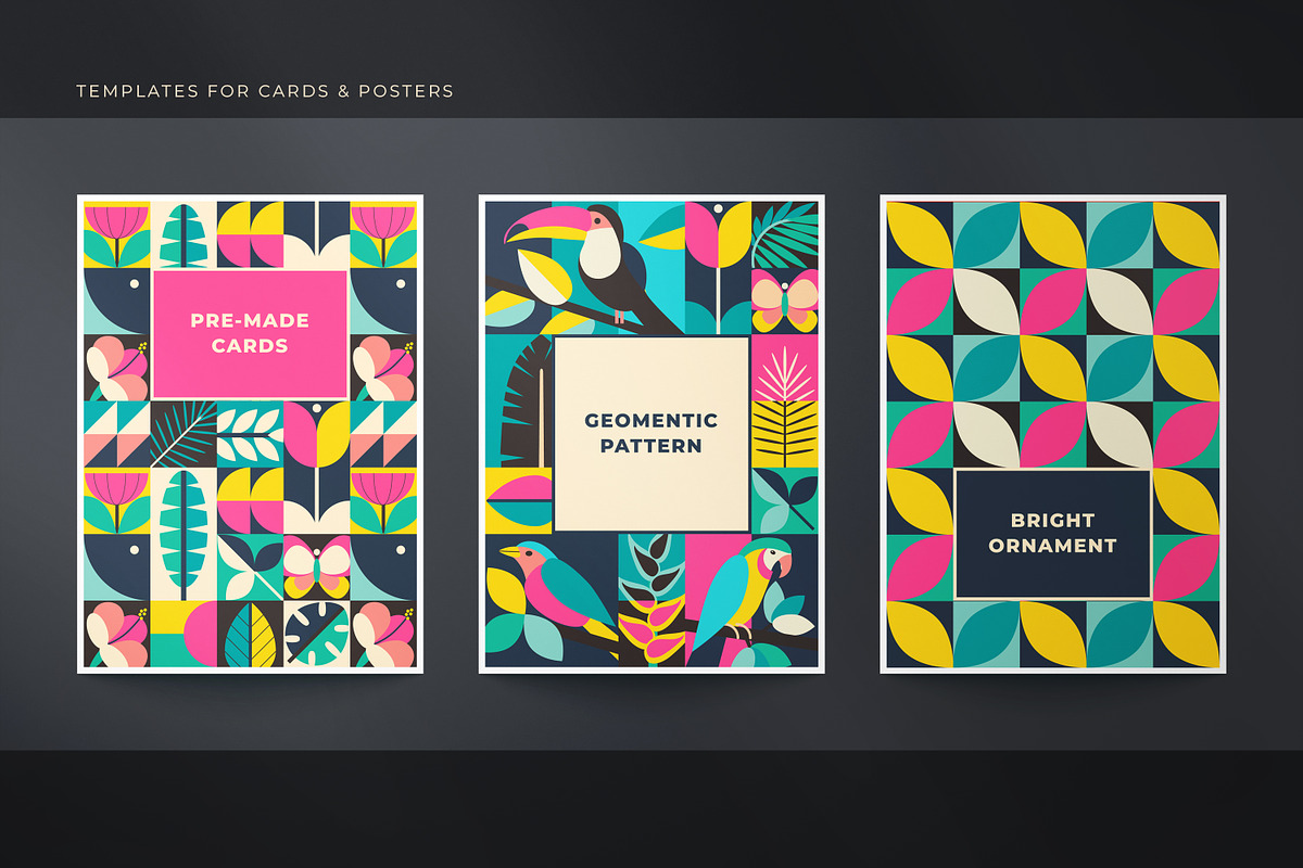 Geometric Vector Cards and Patterns