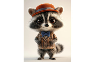 Adorable Dressed-Up Raccoon Wearing