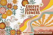 GROOVY SUMMER FLOWERS, a Pattern Graphic by Antikva17 (Thumbnail 1 of 9)