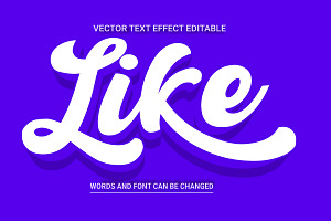 Like Vector 3d Editable Text Effect