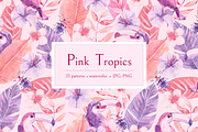 Pink Tropics patterns., a Pattern Graphic by Dinkoobraz (Thumbnail 1 of 9)