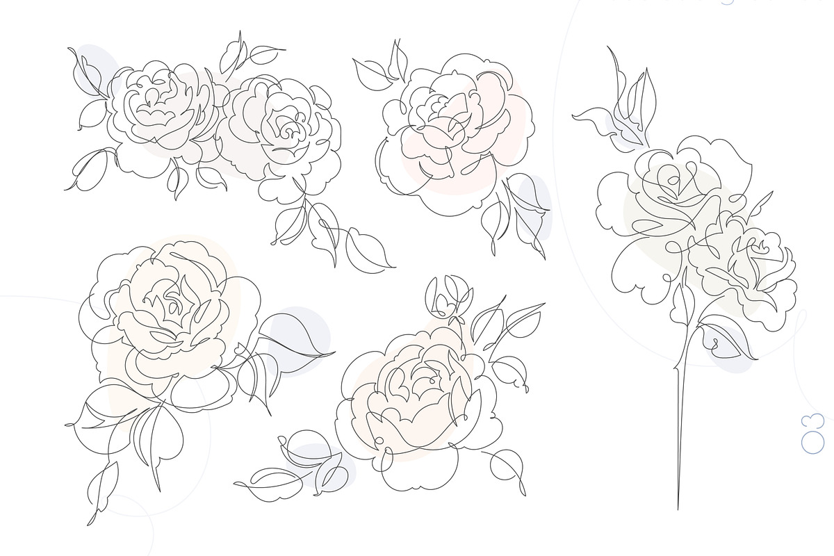 One Line Rose Flower Illustrations, a Decorative Illustration by Alina Kruss (Photo 5 of 9)
