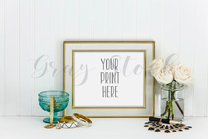 Horizontal Gold Cream Frame Mock Up
