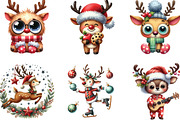 Quirky Christmas Reindeer Clipart, an Illustration by CraftArtStudio (Thumbnail 2 of 6)