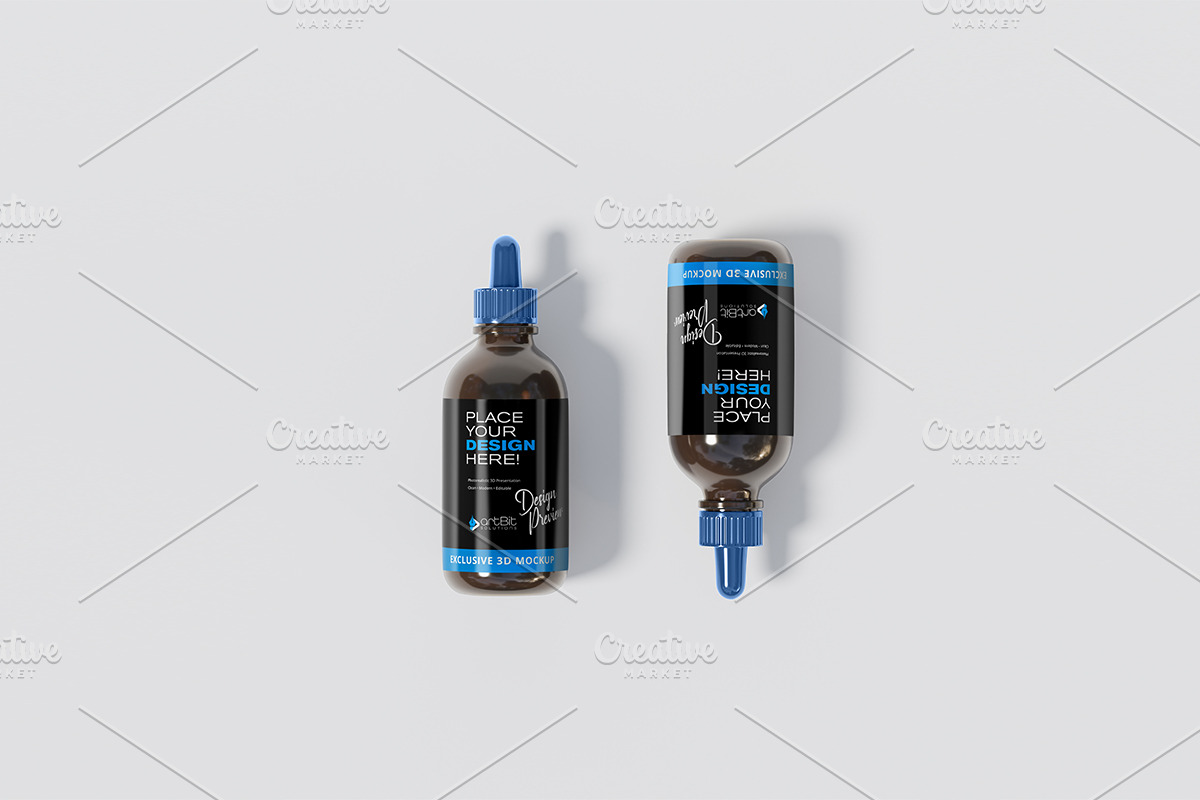 Amber Dropper bottle mockup set, a Cups & Container Mockup by artBit Design Studio (Photo 2 of 6)