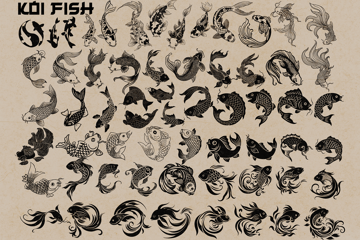 Japanese koi fish stamps Procreate, a Brush Add-On by TheWhiteCatLab (Photo 2 of 3)