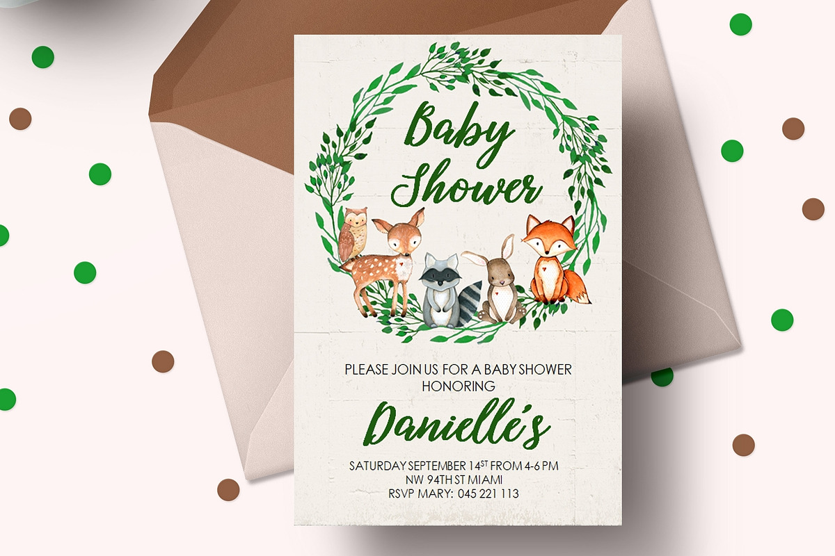 Woodland Animals Baby Shower, an Invitation Template by mpcprintables (Photo 1 of 3)