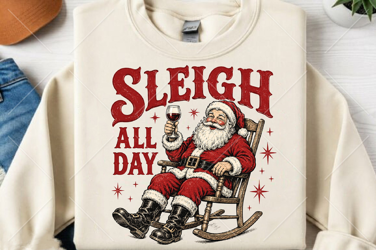 Vintage Sleigh All Day Christmas PNG, a Seasonal Illustration by Canvas Craft (Photo 2 of 6)