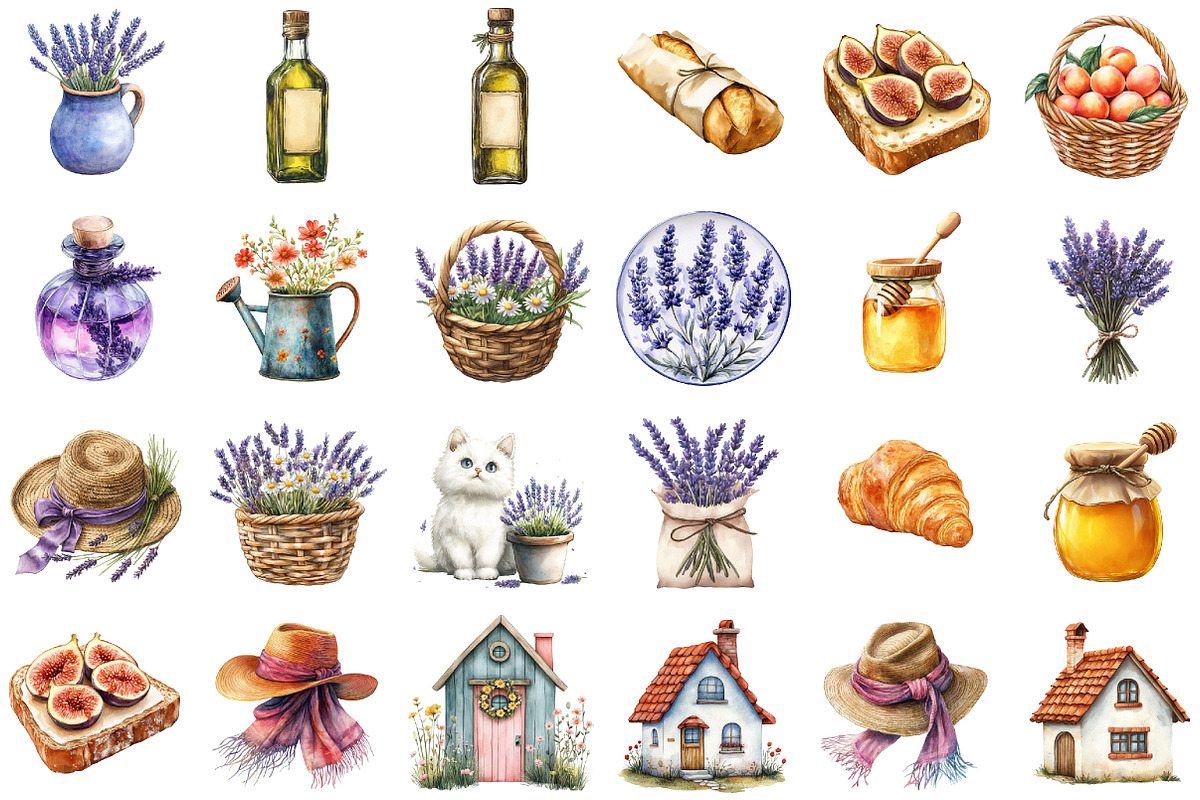 Watercolor Summer in Provence Clipar, an Illustration by Sublimation Artist (Photo 2 of 6)