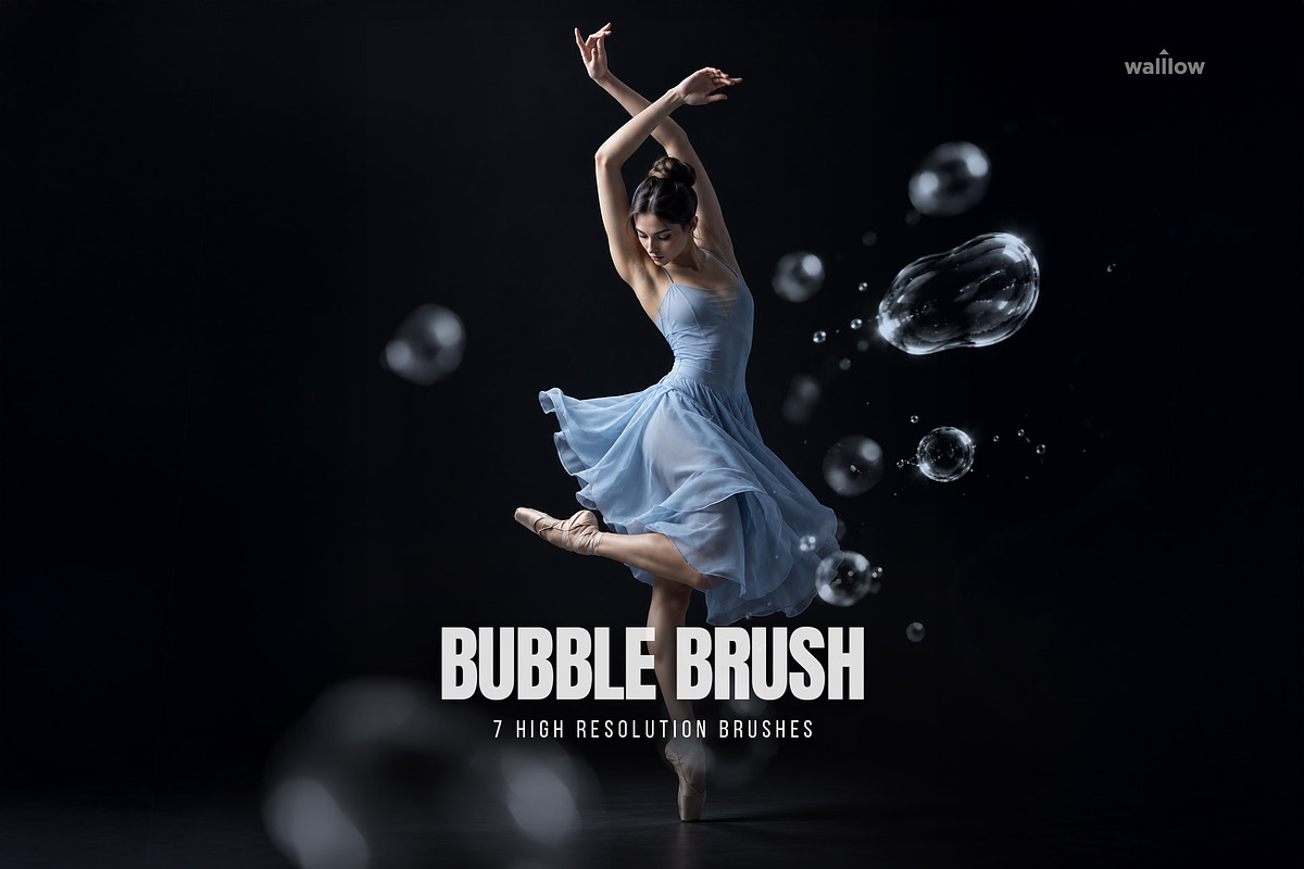 7 Water Bubble Photoshop Brushes, a Brush Add-On by Walllow Creatives (Photo 3 of 4)