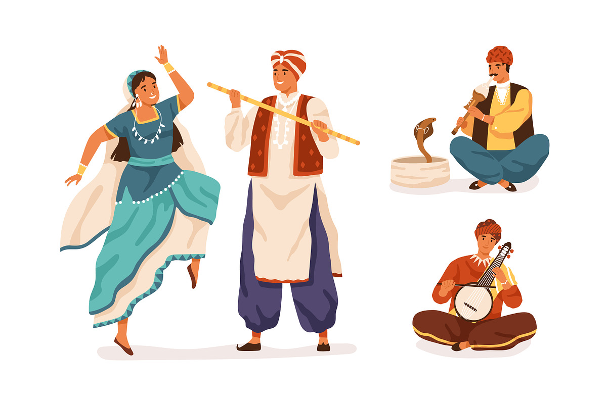 Indian musicians and dancers set, a Person Illustration by Good Studio (Photo 5 of 6)
