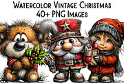 Watercolor Vintage Christmas, an Illustration by Pixels.Craft (Thumbnail 1 of 6)