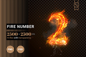 Fire Number 2 of burning flame (PSD)