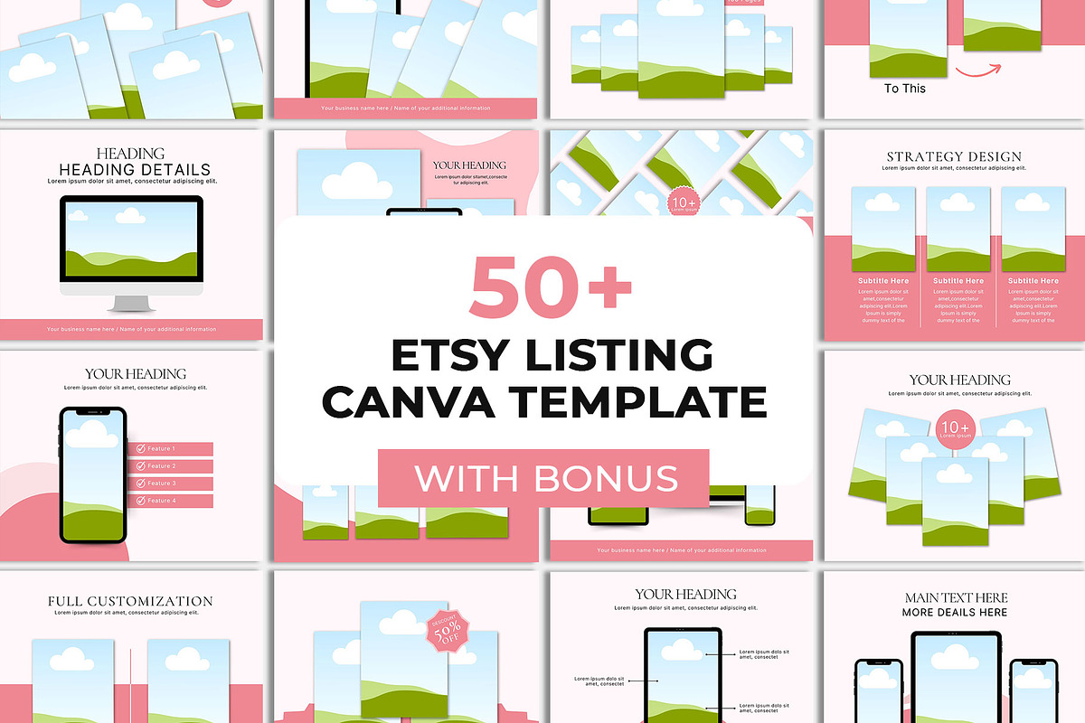 50+ Etsy Listing Canva Template Set, a Design Template by Waliullah Solutions (Photo 1 of 4)
