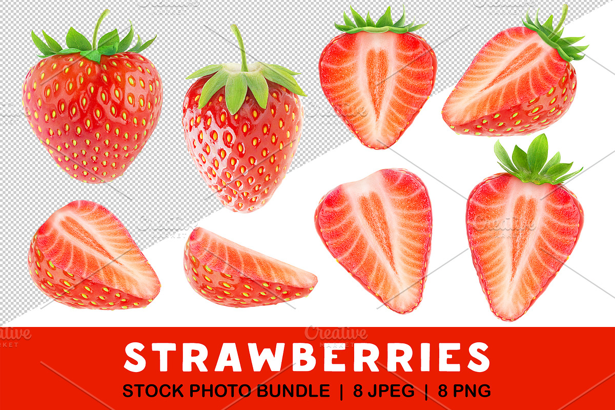 8 cut strawberries, an Object Graphic by Fruits+Veggies (Photo 1 of 6)