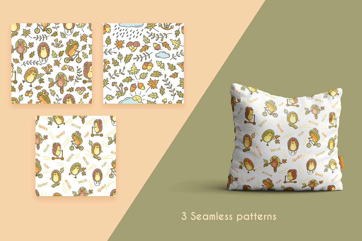 Cozy Autumn Hedgehog Collection, an Animal Illustration by Natali_Zhy (Photo 5 of 6)