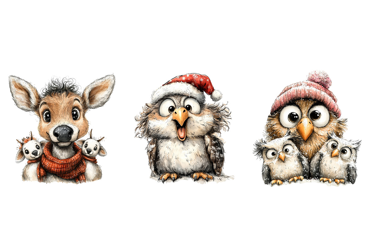 Christmas Quirky Animals Clipart, an Illustration by Daily.Designs (Photo 4 of 5)
